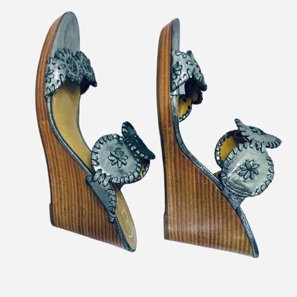 JACK ROGERS Luccia Slide Sandals‎ Silver Grey Metallic Women's Size 10M Wedges - Picture 3 of 13